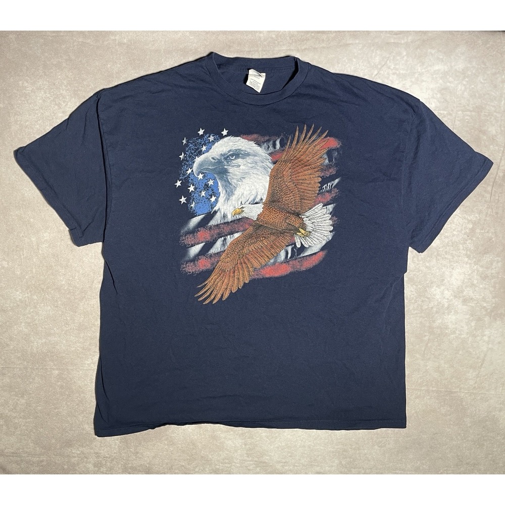 Vintage Bald Eagle Shirt Adult 3XL Blue Delta America Casual Made in USA